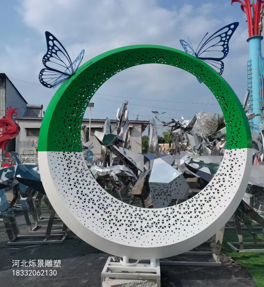 镂空不锈钢雕塑，不锈钢蝴蝶雕塑，发光不锈钢雕塑