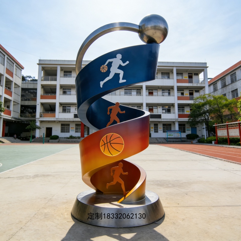 定制校园景观不锈钢雕塑，体育主题雕塑